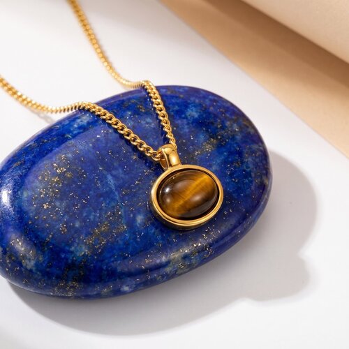 Lundholm Elodie – Tiger's Eye Necklace for Women – Gold Tone – Gold-Tone Lundholm Elodie – Tiger's Eye Necklace for Women – Gold Tone – Gold-Tone