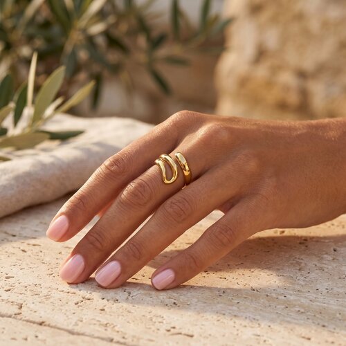 Lundholm Amada – Adjustable Open Ring – Gold-Tone