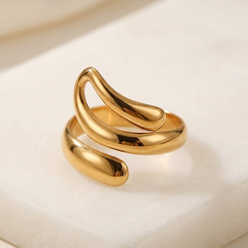 Lundholm Amada – Adjustable Open Ring – Gold-Tone