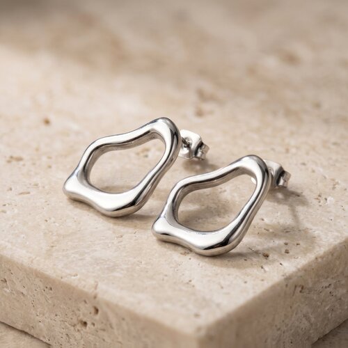 Lundholm Dakota – Geometric Open Statement Earrings – Silver-Tone Lundholm Dakota – Geometric Open Statement Earrings – Silver-Tone