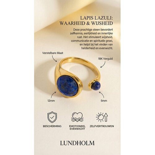 Lundholm Sophia – Adjustable Ring with Lapis Lazuli – Gold-Tone Lundholm Sophia – Adjustable Ring with Lapis Lazuli – Gold-Tone