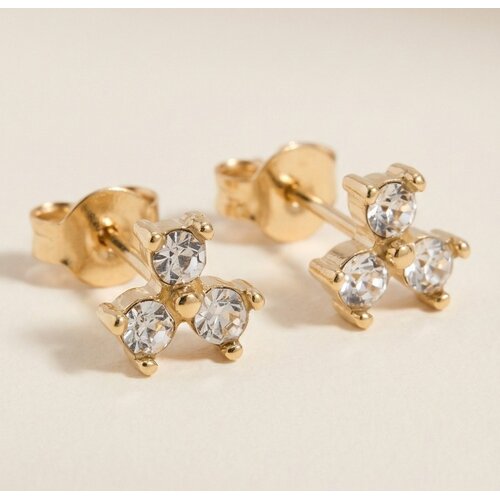 Lundholm Ziza – Cubic Zirconia Cluster Stud Earrings for Women – Gold-Tone