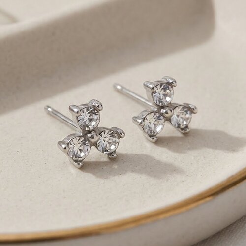 Lundholm Ziza – Cubic Zirconia Cluster Stud Earrings for Women – Silver-Tone