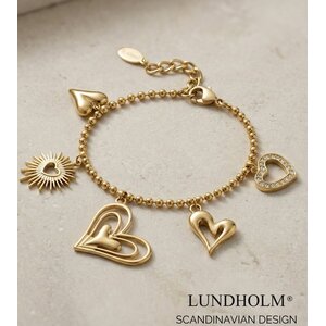 Lundholm Love – Bedelarmband met Hartjes Dames – Goudkleurig Lundholm Love – Bedelarmband met Hartjes Dames – Goudkleurig