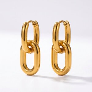 Lundholm June – Chain Link Earrings for Women – Gold-Tone