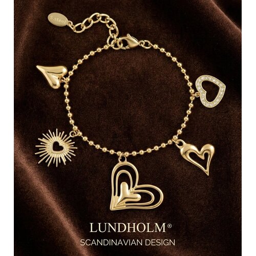Lundholm Love – Heart Charm Bracelet for Women – Gold-Tone