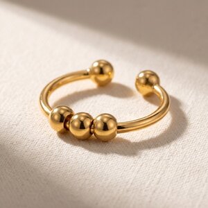 Lundholm Mira – Adjustable Fidget Ring with Beads – Gold-Tone