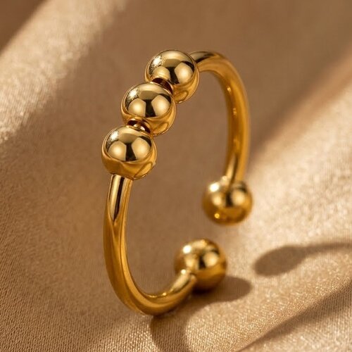 Lundholm Mira – Adjustable Fidget Ring with Beads – Gold-Tone Lundholm Mira – Adjustable Fidget Ring with Beads – Gold-Tone