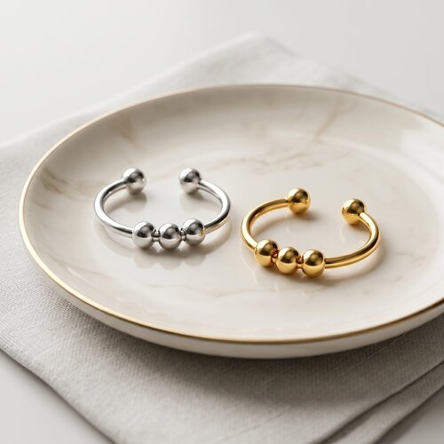Lundholm Mira – Adjustable Fidget Ring with Beads – Gold-Tone Lundholm Mira – Adjustable Fidget Ring with Beads – Gold-Tone