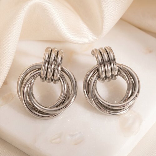 Lundholm Maren – Statement Ring Earrings for Women – Silver-Tone Lundholm Maren – Statement Ring Earrings for Women – Silver-Tone
