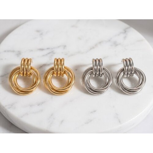 Lundholm Maren – Statement Ring Earrings for Women – Silver-Tone Lundholm Maren – Statement Ring Earrings for Women – Silver-Tone