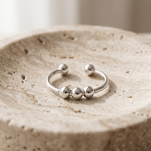 Lundholm Mira – Adjustable Fidget Ring with Beads – Silver-Tone Lundholm Mira – Adjustable Fidget Ring with Beads – Silver-Tone