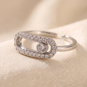 Lundholm Nella – Adjustable Fidget Ring with Zirconia – Silver-Tone
