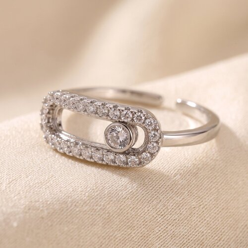 Lundholm Nella – Adjustable Fidget Ring with Zirconia – Silver-Tone