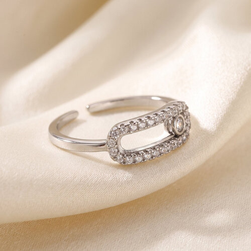Lundholm Nella – Adjustable Fidget Ring with Zirconia – Silver-Tone Lundholm Nella – Adjustable Fidget Ring with Zirconia – Silver-Tone