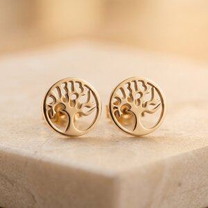 Lundholm Hannah – Tree of Life Stud Earrings for Women – Gold-Tone Lundholm Hannah – Tree of Life Stud Earrings for Women – Gold-Tone