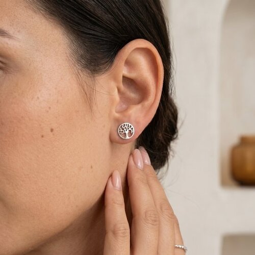 Lundholm Hannah – Tree of Life Stud Earrings for Women – Gold-Tone