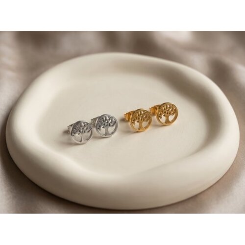 Lundholm Hannah – Tree of Life Stud Earrings for Women – Gold-Tone