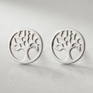 Lundholm Hannah – Tree of Life Stud Earrings for Women – Silver-Tone Lundholm Hannah – Tree of Life Stud Earrings for Women – Silver-Tone