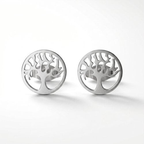 Lundholm Hannah – Tree of Life Stud Earrings for Women – Silver-Tone Lundholm Hannah – Tree of Life Stud Earrings for Women – Silver-Tone
