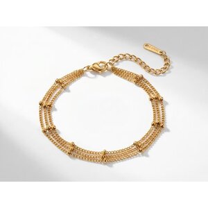 Lundholm Ivy – Three-Layer Beaded Chain Bracelet – Gold-Tone Lundholm Ivy – Three-Layer Beaded Chain Bracelet – Gold-Tone