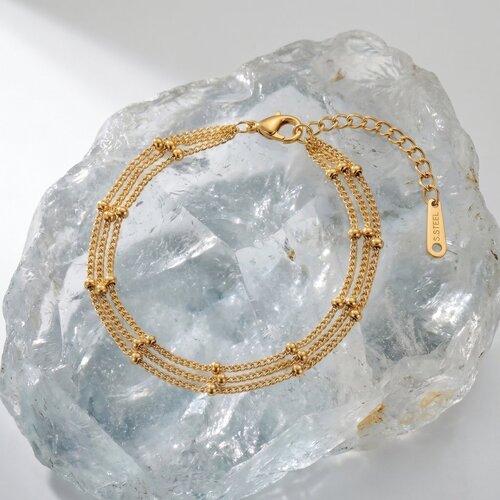 Lundholm Ivy – Three-Layer Beaded Chain Bracelet – Gold-Tone Lundholm Ivy – Three-Layer Beaded Chain Bracelet – Gold-Tone