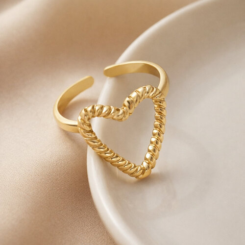 Lundholm Rae – Adjustable Open Heart Ring – Gold-Tone Lundholm Rae – Adjustable Open Heart Ring – Gold-Tone