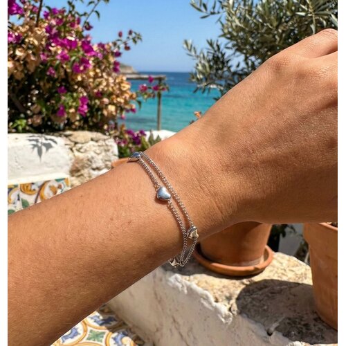 Lundholm Lotte – Layered Charm Bracelet with Hearts – Silver-Tone Lundholm Lotte – Layered Charm Bracelet with Hearts – Silver-Tone