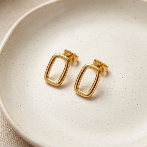 Lundholm Hayley – Rectangular Stud Earrings – Gold-Tone Lundholm Hayley – Rectangular Stud Earrings – Gold-Tone