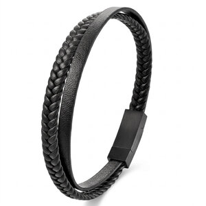 Lundholm Erik – Heren Armband van Gevlochten Leer – Zwart Lundholm Erik – Heren Armband van Gevlochten Leer – Zwart