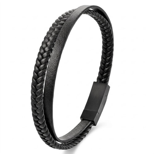 Lundholm Erik – Men's Braided Leather Bracelet – Black Lundholm Erik – Men's Braided Leather Bracelet – Black