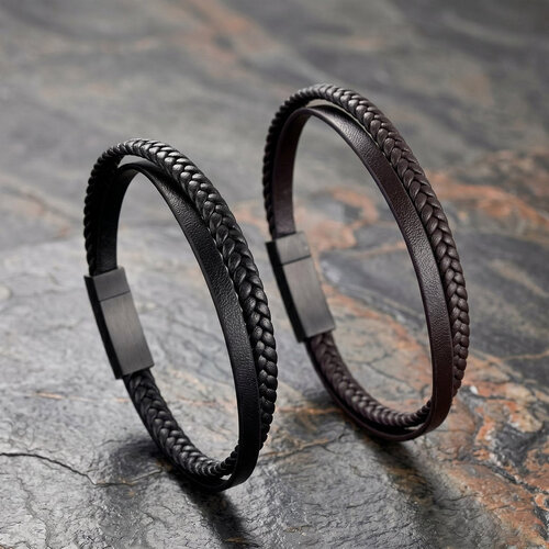 Lundholm Erik – Men's Braided Leather Bracelet – Black Lundholm Erik – Men's Braided Leather Bracelet – Black