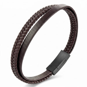 Lundholm Erik – Heren Armband van Gevlochten Leer – Bruin Lundholm Erik – Heren Armband van Gevlochten Leer – Bruin