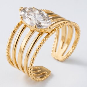 Lundholm Dina – Adjustable Ring with Cubic Zirconia – Gold-Tone Lundholm Dina – Adjustable Ring with Cubic Zirconia – Gold-Tone