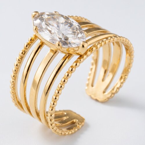 Lundholm Dina – Adjustable Ring with Cubic Zirconia – Gold-Tone Lundholm Dina – Adjustable Ring with Cubic Zirconia – Gold-Tone