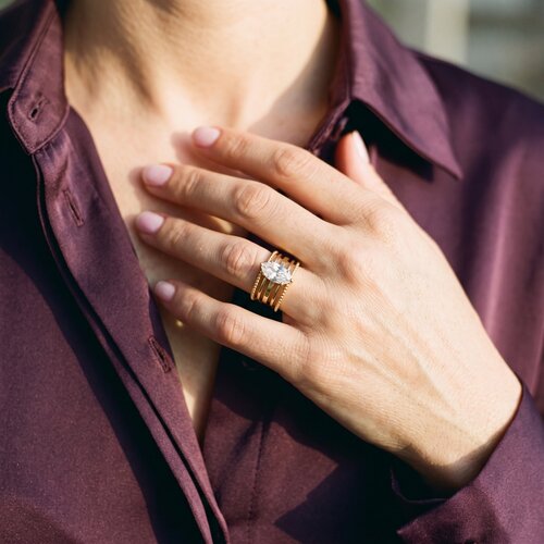 Lundholm Dina – Adjustable Ring with Cubic Zirconia – Gold-Tone Lundholm Dina – Adjustable Ring with Cubic Zirconia – Gold-Tone