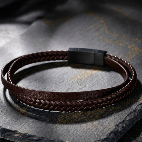 Lundholm Erik – Men's Braided Leather Bracelet – Brown Lundholm Erik – Men's Braided Leather Bracelet – Brown