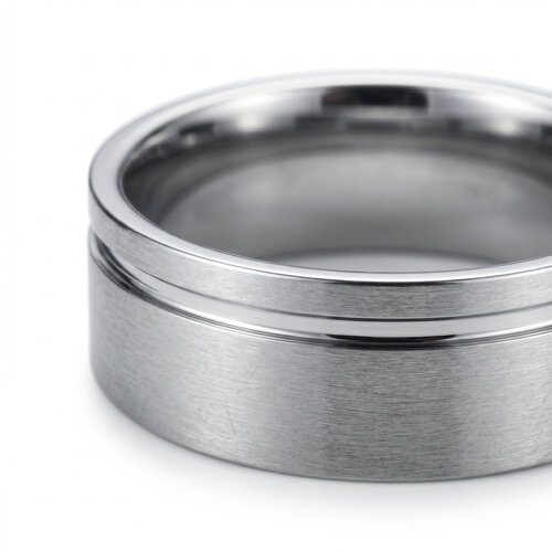 Lundholm Magnus – Wide Men's Ring 8 mm (Titanium) – Silver-Tone