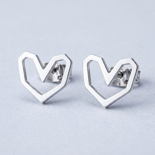 Lundholm Liza – Small Heart Stud Earrings for Women – Silver-Tone Lundholm Liza – Small Heart Stud Earrings for Women – Silver-Tone