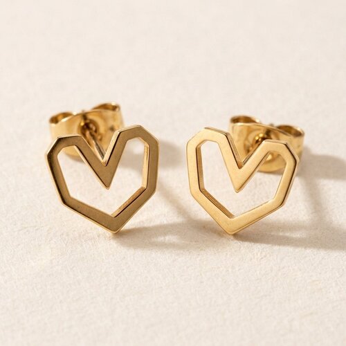 Lundholm Liza – Small Heart Stud Earrings for Women – Gold-Tone Lundholm Liza – Small Heart Stud Earrings for Women – Gold-Tone