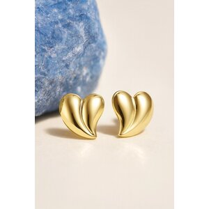 Lundholm Marianne – Large Heart Earrings – Gold-Tone Lundholm Marianne – Large Heart Earrings – Gold-Tone