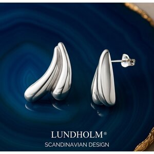 Lundholm Lana – Sculptural Statement Stud Earrings – Silver-Tone Lundholm Lana – Sculptural Statement Stud Earrings – Silver-Tone