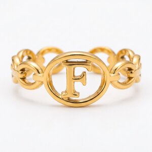 Lundholm Quincy – Adjustable Initial Ring – Letter F – Gold-Tone Lundholm Quincy – Adjustable Initial Ring – Letter F – Gold-Tone