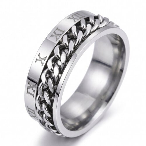 Lundholm Ivar – Heren Spinner Ring (Romeinse Cijfers) – Maat 60 – Zilverkleurig Lundholm Ivar – Heren Spinner Ring (Romeinse Cijfers) – Maat 60 – Zilverkleurig