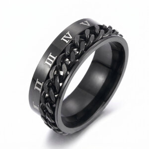 Lundholm Ivar – Heren Spinner Ring (Romeinse Cijfers) – Maat 60 – Zwart Lundholm Ivar – Heren Spinner Ring (Romeinse Cijfers) – Maat 60 – Zwart