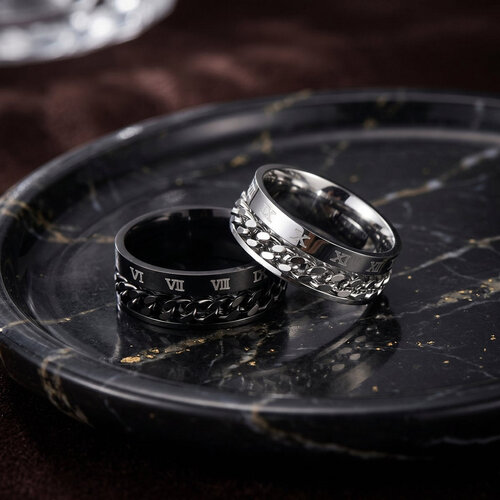 Lundholm Ivar – Heren Spinner Ring (Romeinse Cijfers) – Maat 60 – Zwart