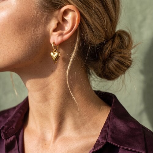Lundholm Saltrup – Oorbellen met Hartjes Hanger Dames – Goudkleurig