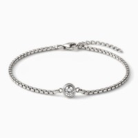 Anah – Minimalistische Armband met Zirkonia Dames – Zilverkleurig