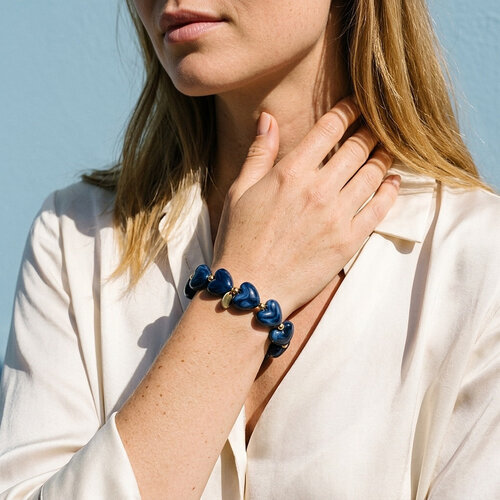 Lundholm Jada – Kralen Armband Dames met Hartjes – Paars – Blauw Lundholm Jada – Kralen Armband Dames met Hartjes – Paars – Blauw