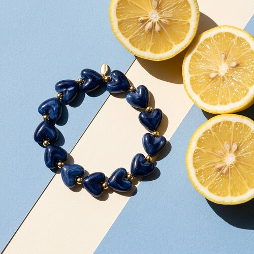 Lundholm Jada – Kralen Armband Dames met Hartjes – Paars – Blauw Lundholm Jada – Kralen Armband Dames met Hartjes – Paars – Blauw
